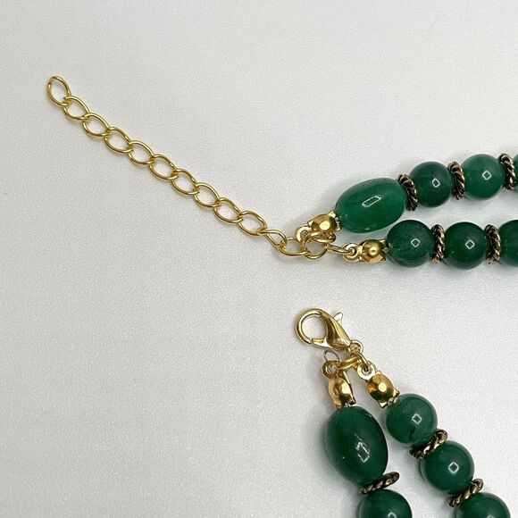 Artisan Handcrafted Green Gemstone Lucite Beaded Choker Collar Necklace Elegant - Picture 7 of 10